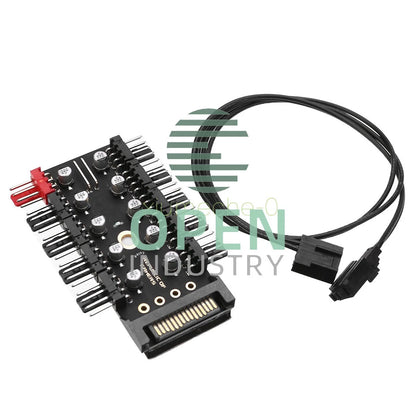 PC 1 to 10 Cooling Fans Hub Splitter 12V PWM Sata Power Suppply Speed Controller