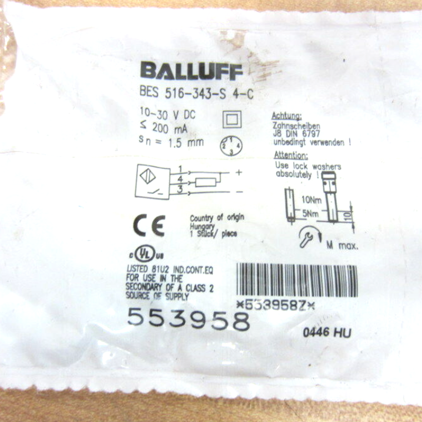 BALLUFF BES 516-343-S4-C Inductive Sensor - BALLUFF