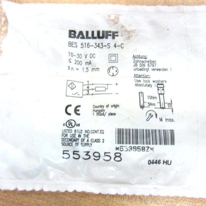 BALLUFF BES 516-343-S4-C Inductive Sensor - BALLUFF