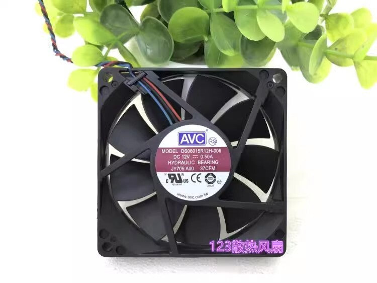 AVC DS08015R12H-006 8015 DC12V 0.50A 3-Wire High Power CPU Cooling Fan