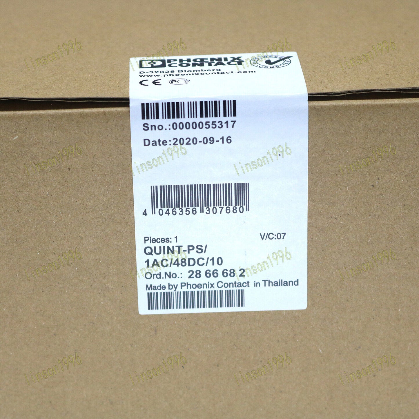 Phoenix Contact Quint PS/1AC 48V DC Power Supply 10A, 1 Year Warranty - PHOENIX CONTACT
