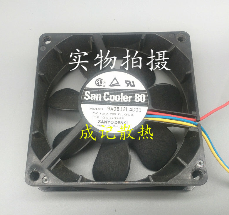 1pcs Sanyo 9A0812L4D01 FAN 80X25MM 12V 0.06A 3-wire cooling fan