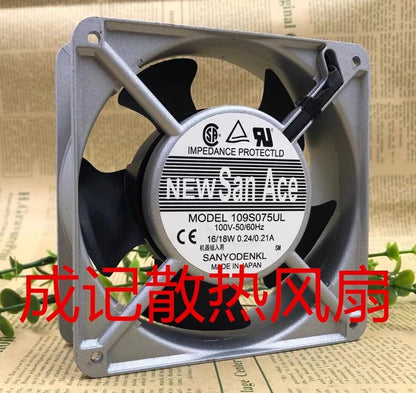 SANYO 109S075UL 100V 18/16W 0.24/0.21A 120*120*38MM Aluminum Frame Cooling Fan