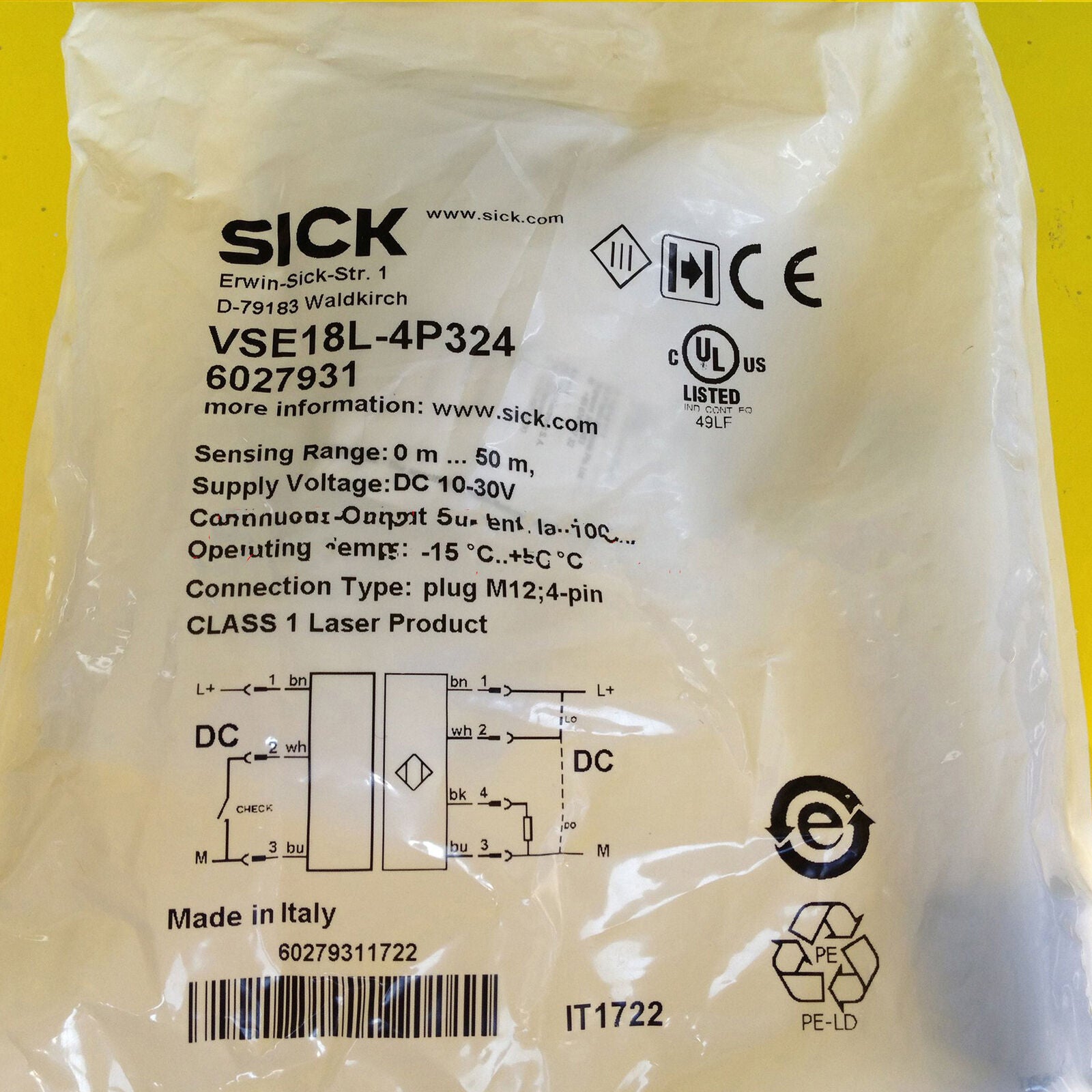 1PC Sick Photoelectric Sensor VSE18L-4P324 - SICK