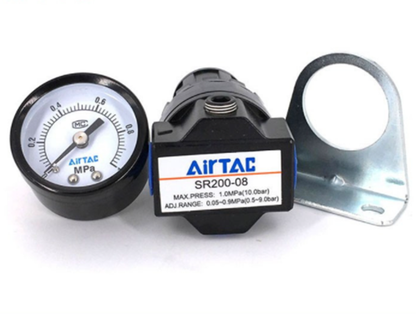 AIRTAC SR200-08 Air Pressure Regulating Valve with 100PSI Max Pressure and 150PSI Min Pressure - Industrial Grade Pressure Valve for Air Flow Control - AIRTAC