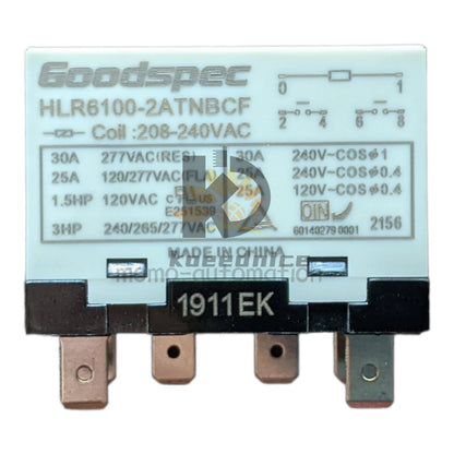 For Goodspec HLR6100-2ATNBCF 208-240VAC 30A 277VAC 6-Pins Compressor Power Relay