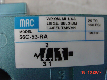 Mac Valves 56C53RA Solenoid Valve 56C53RA - MAC VALVES