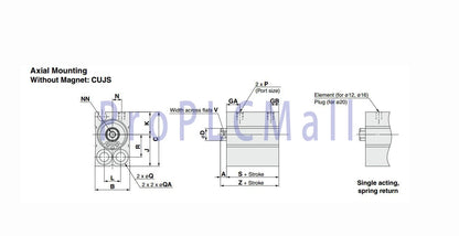 SMC CDUJB20-10D Air Cylinder For Lateral Mounting 1PCS