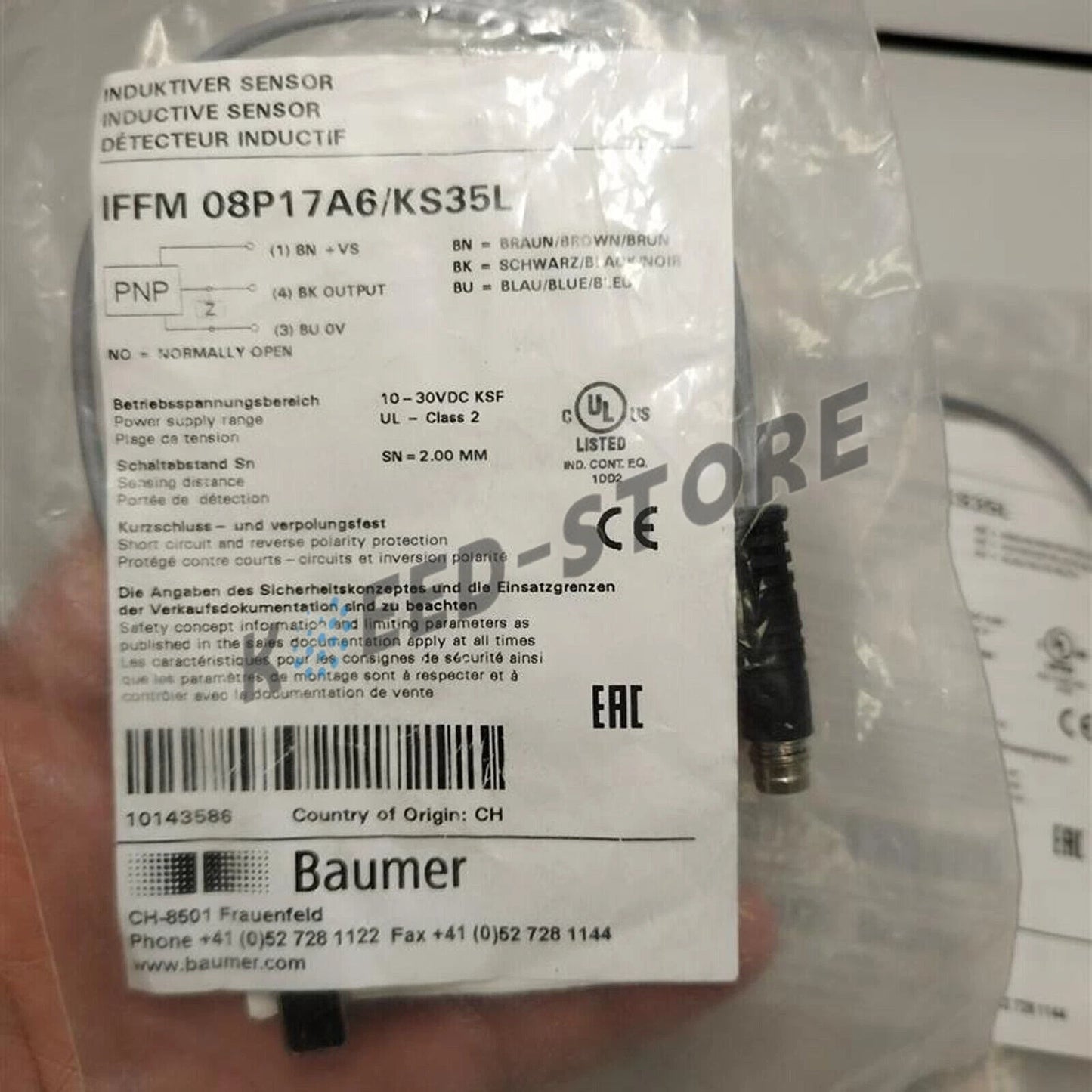 1PCS For Baumer Proximity Sensor IFFM 08P17A6/KS35L