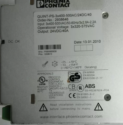 used QUINT-PS-3X400-500AC/24DC/40 2938646 Power Supply - KOEED