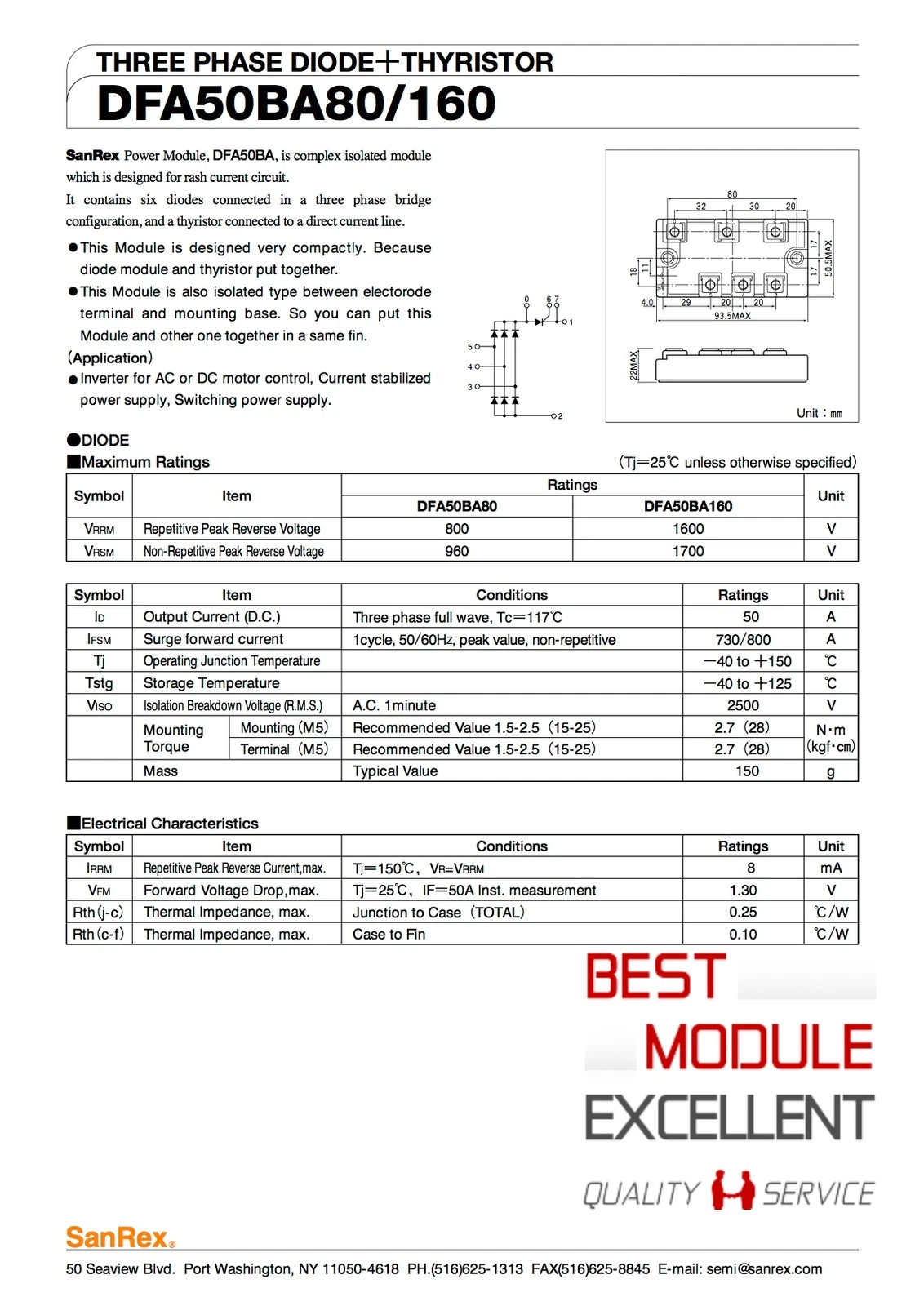 1PCS SANREX DFA50BA160 Power supply module Quality Assurance
