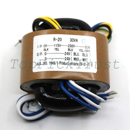 Transformer Audiophile 30W 30VA In 0-(115)-230V-SCN Out 9V 12V 15V 18V24V R-core