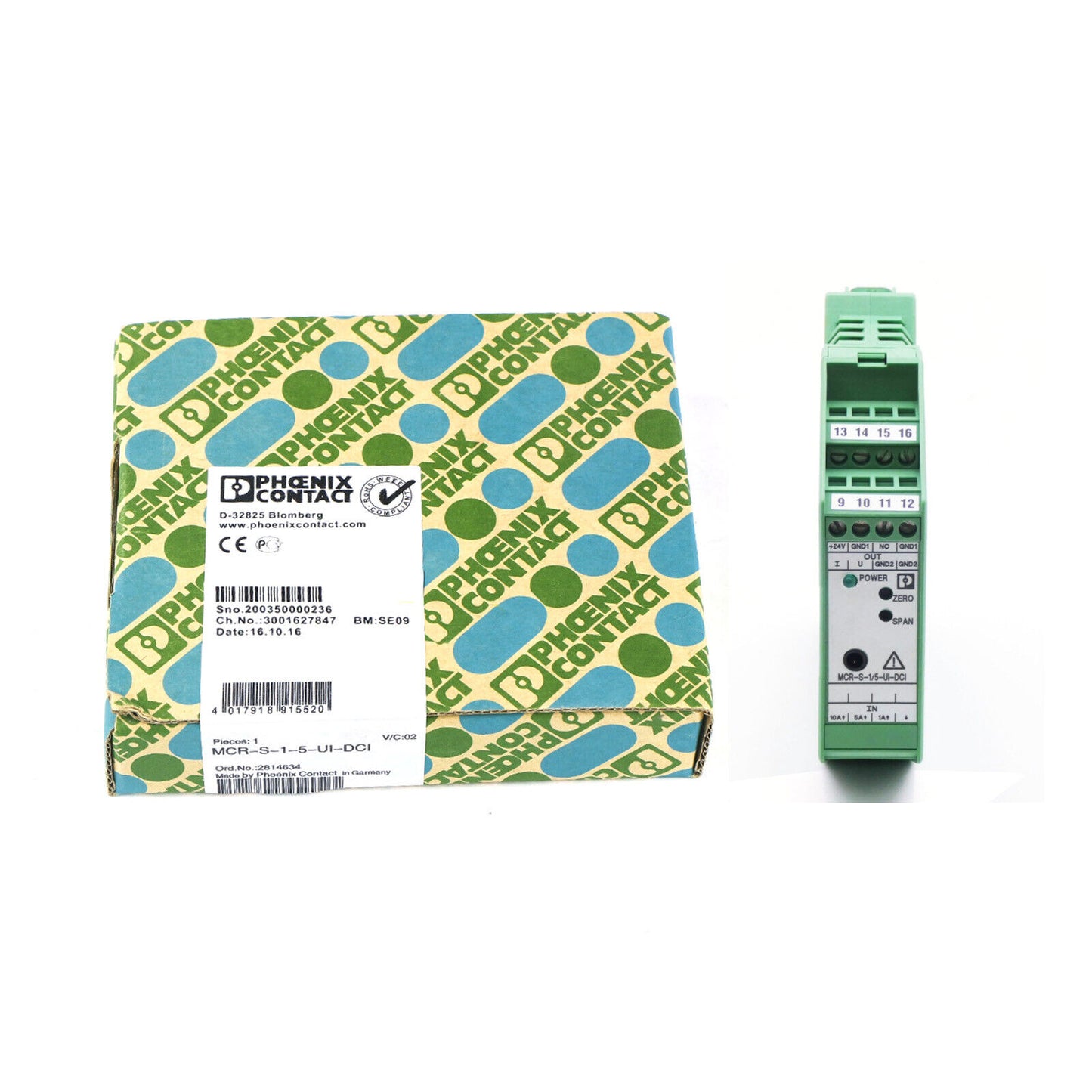PHOENIX Current Transmitter MCR-S-1-5-UI-DCI 2814634 - PHOENIX