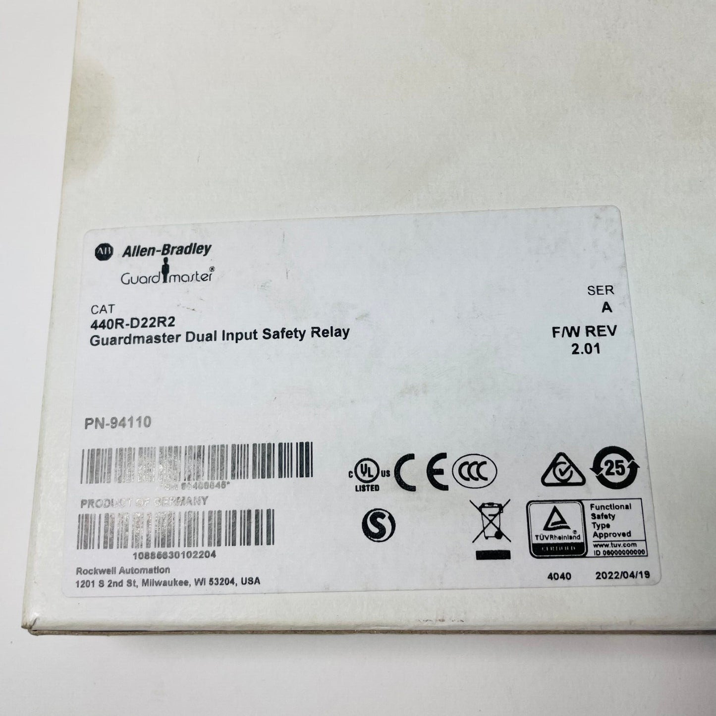 Allen Bradley 440R-D22R2 Guardmaster Series A Safety Relay 440RD22R2 - ALLEN BRADLEY