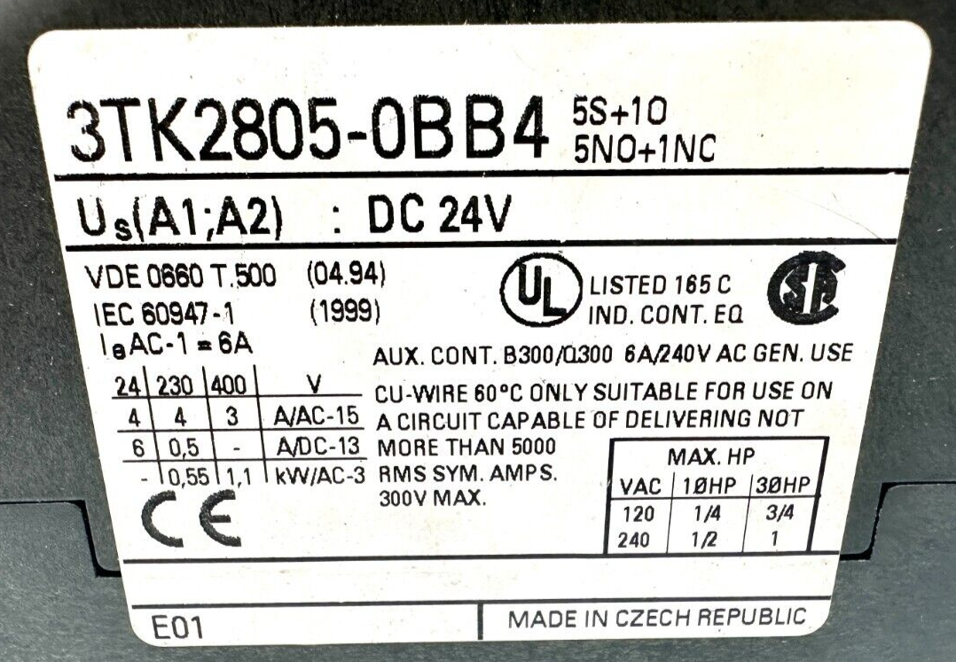 used Siemens 3TK2805-0BB4 Safety Contactor