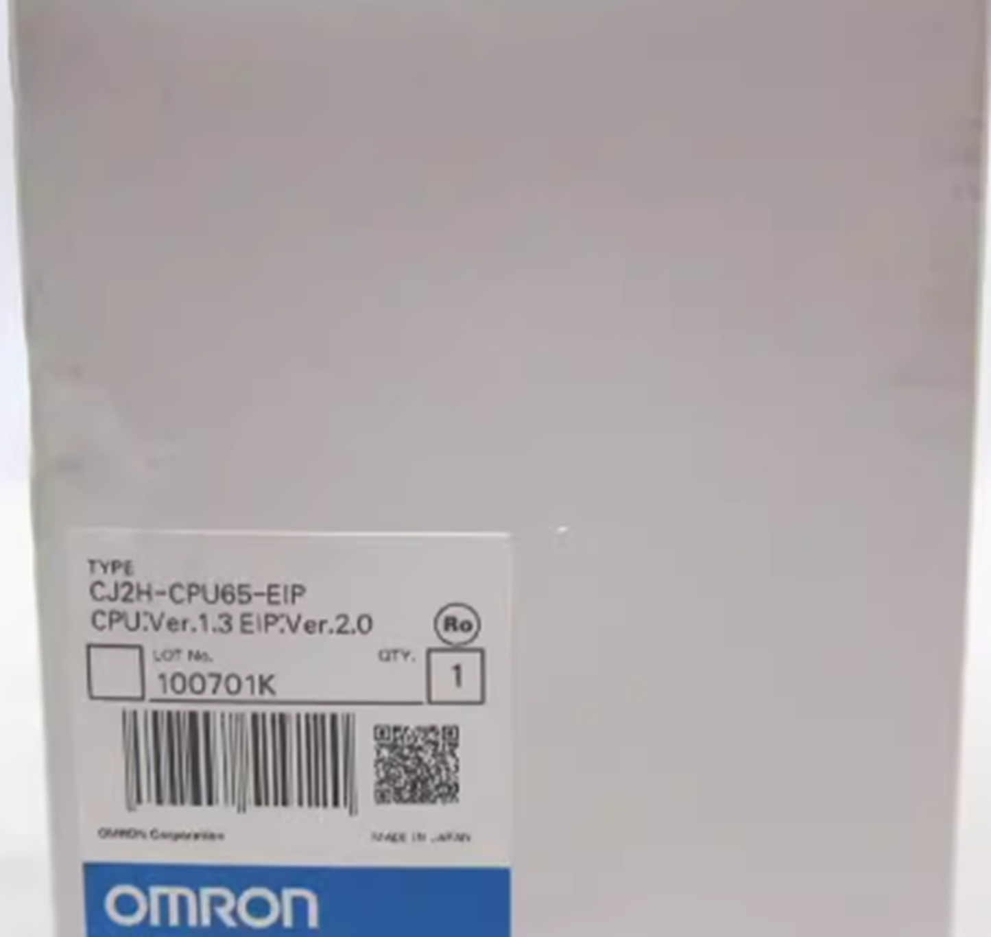 OMRON CJ2H CPU 65 EIP CONTROL LOGIC 100K PROG 160K PLC CPU UNIT - OMRON