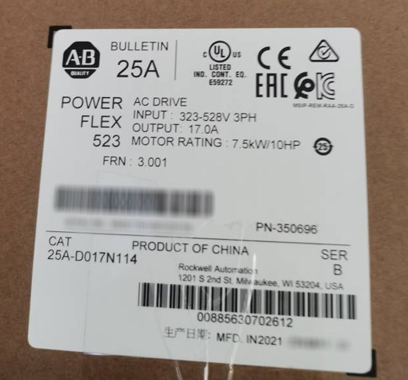 AB 25A-D017N114 PowerFlex 523 7.5kW 10HP AC Drive 25AD017N114 AB