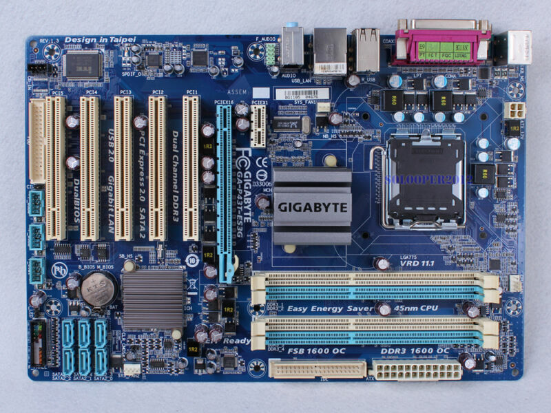 used Gigabyte GA-P43T-ES3G V1.3 Intel P43 Socket LGA 775 DDR3 Motherboard - GIGABYTE