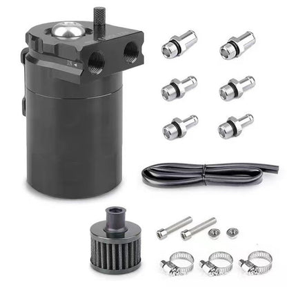Universal Oil Catch Can Kit Reservoir Baffled Tank with Breather Filter Aluminum