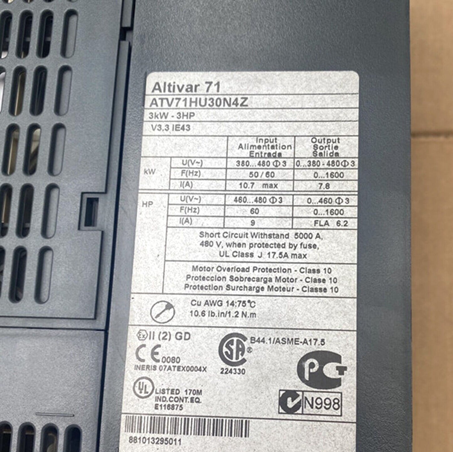 Schneider Electric ATV71HU30N4Z Inverter Output 3Phase - SCHNEIDER ELECTRIC