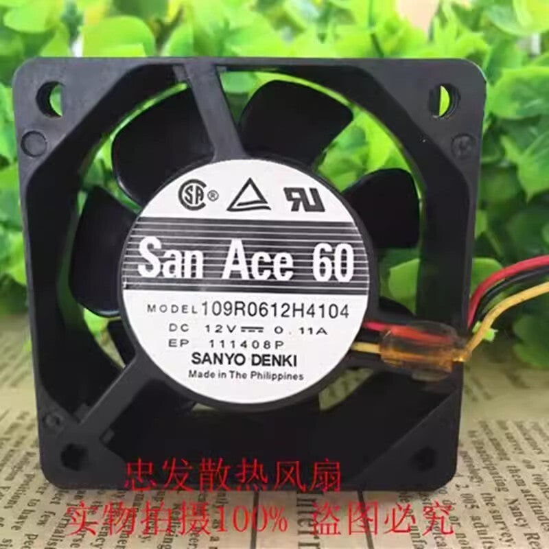SANYO 109R0612H4104 6025 DC12V 0.11A 6CM 3-Wire Inverter Cooling Fan