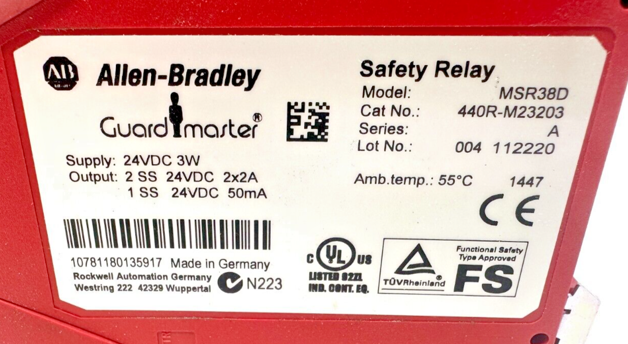 used Allen Bradley 440R-M23203 Safety Relay MSR38D - ALLEN BRADLEY