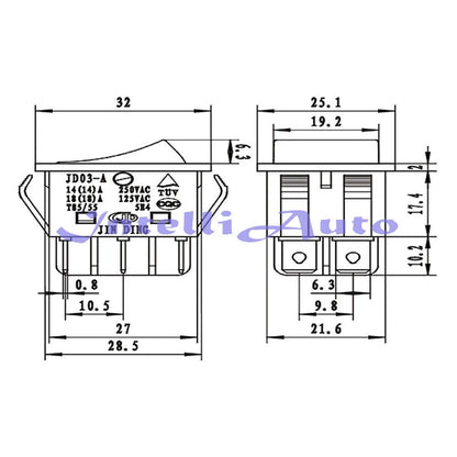JD03-A1 6Pin 2pcs Rocker Switch 125/250V 30A Inverter Welding Machine button