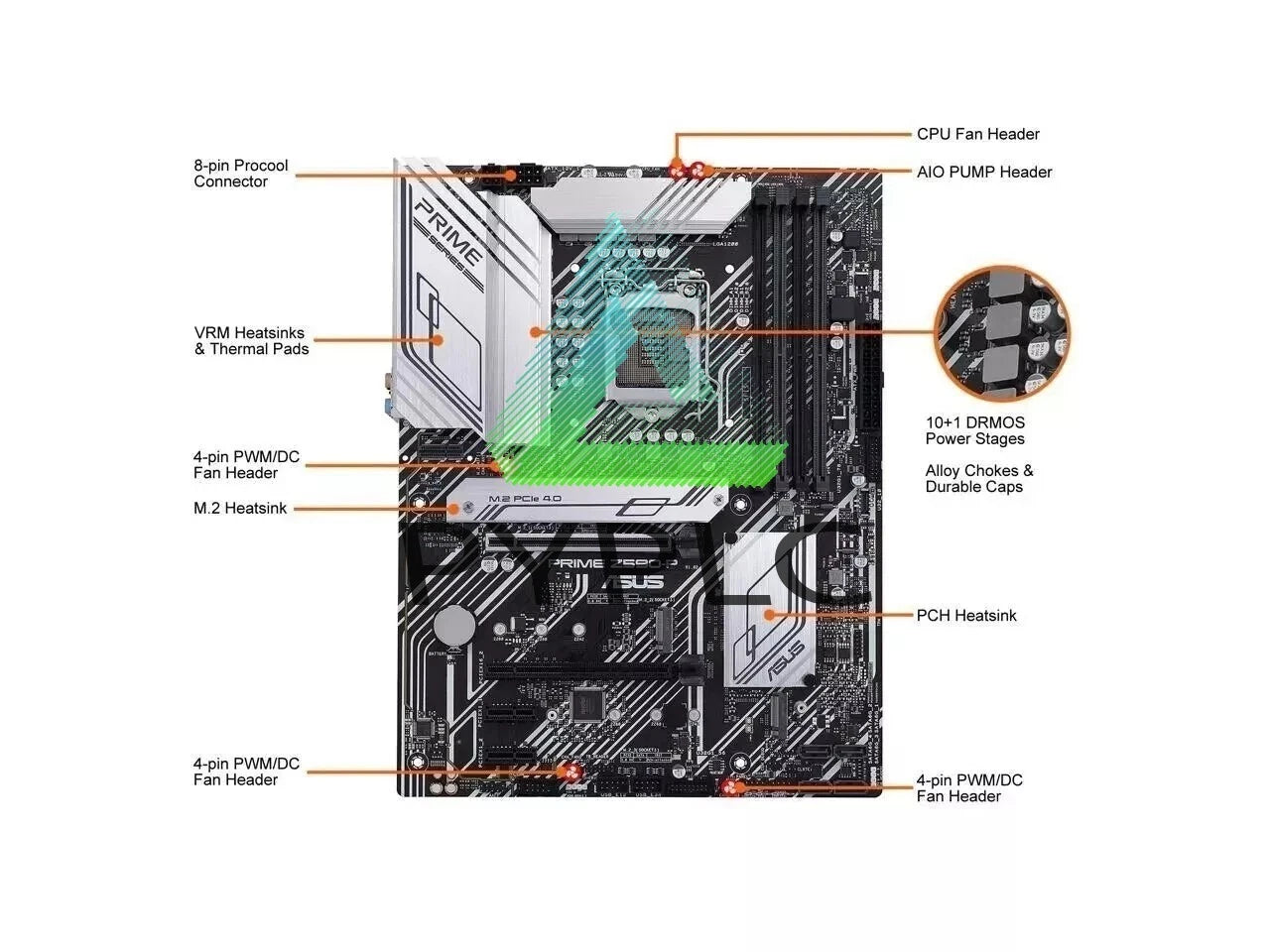 For ASUS PRIME Z590-P LGA 1200 Intel Z590 SATA 6Gb/s ATX Intel Motherboard