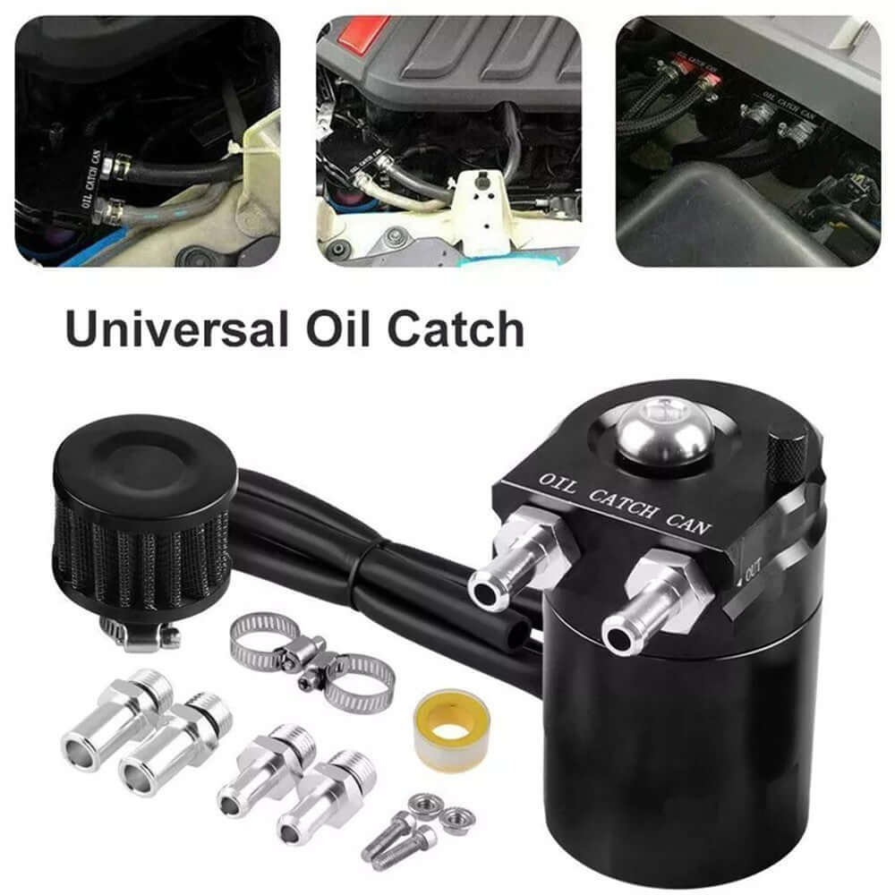 new Universal Oil Catch Can Kit Reservoir Baffled Tank with Breather Filter Aluminum