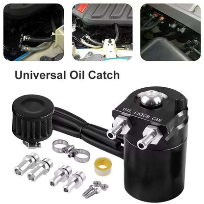 new Universal Oil Catch Can Kit Reservoir Baffled Tank with Breather Filter Aluminum