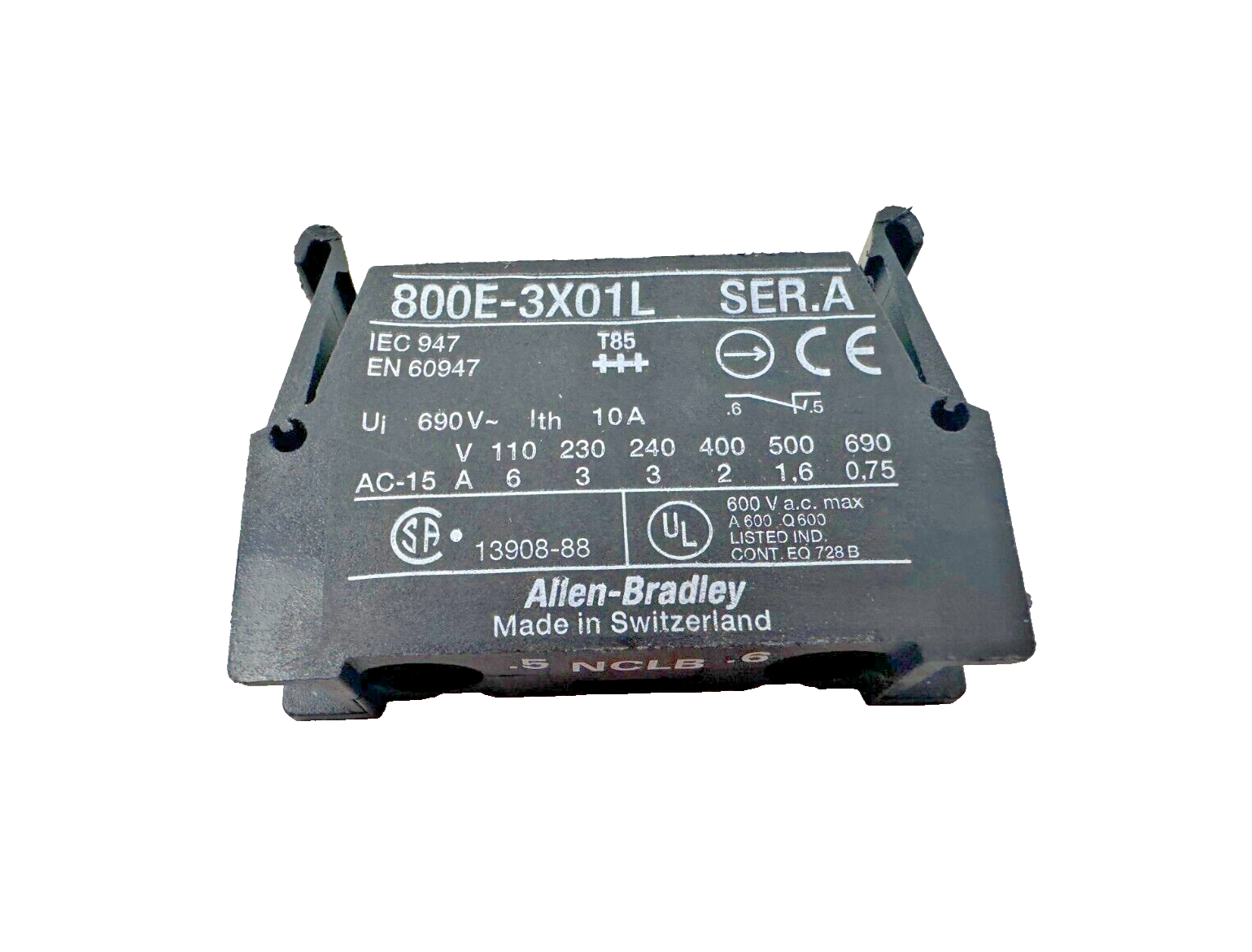 used Allen-Bradley 800E-3X01L Contact Block - ALLEN-BRADLEY