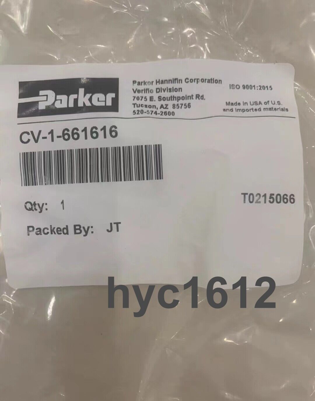 Parker CV-1-661616 One-Way Valve Fast - PARKER