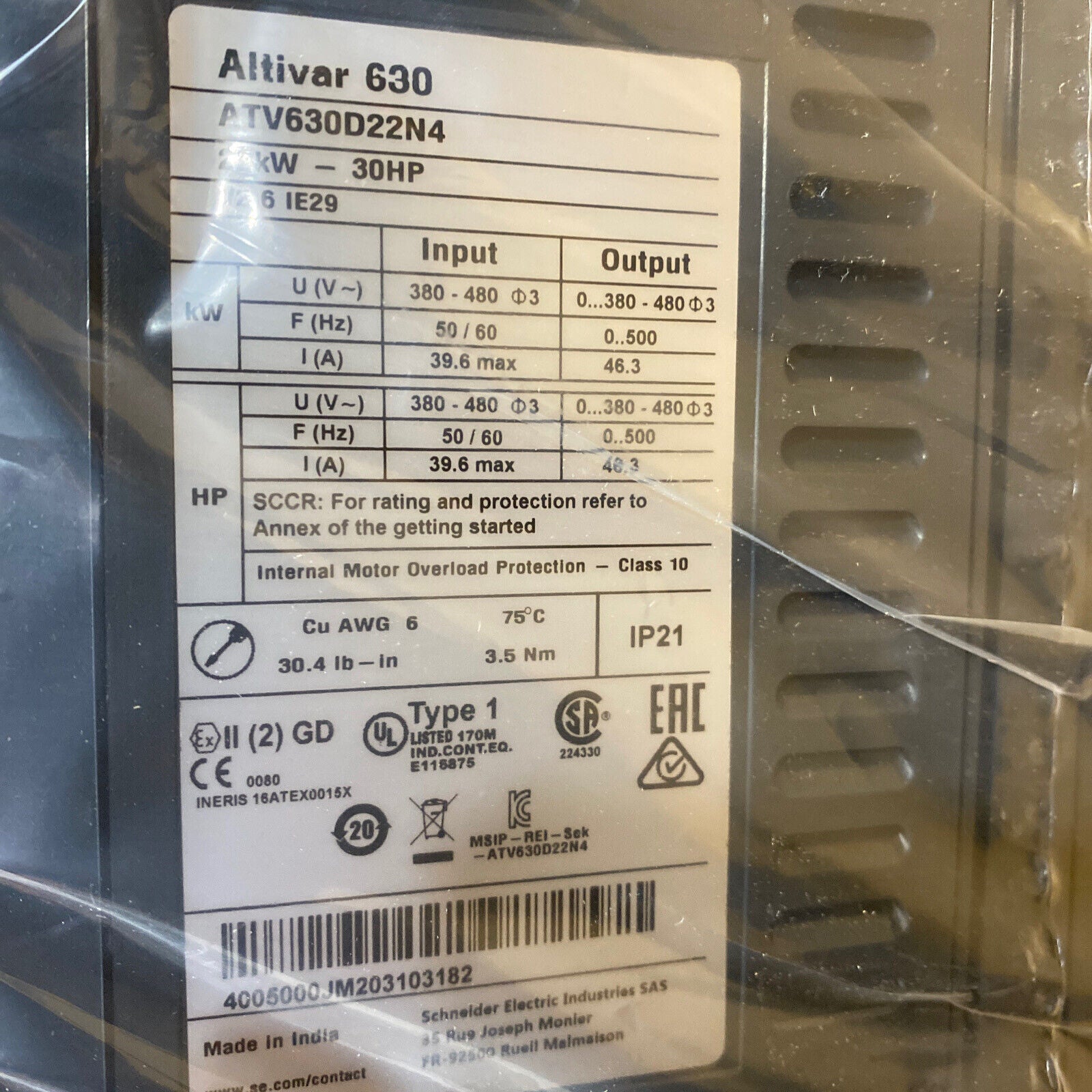 Schneider ATV630D22N4 Inverter Generator - SCHNEIDER