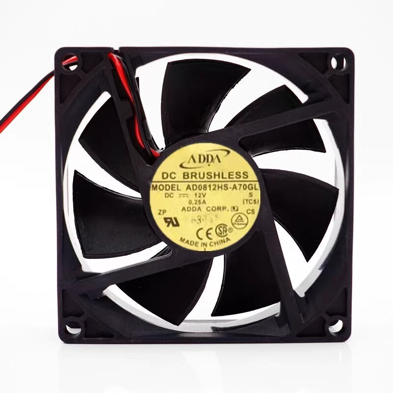 ADDA AD0812HS-A70GL 8025 DC12V 0.25A 8CM 2-Wire Silent Cooling Fan