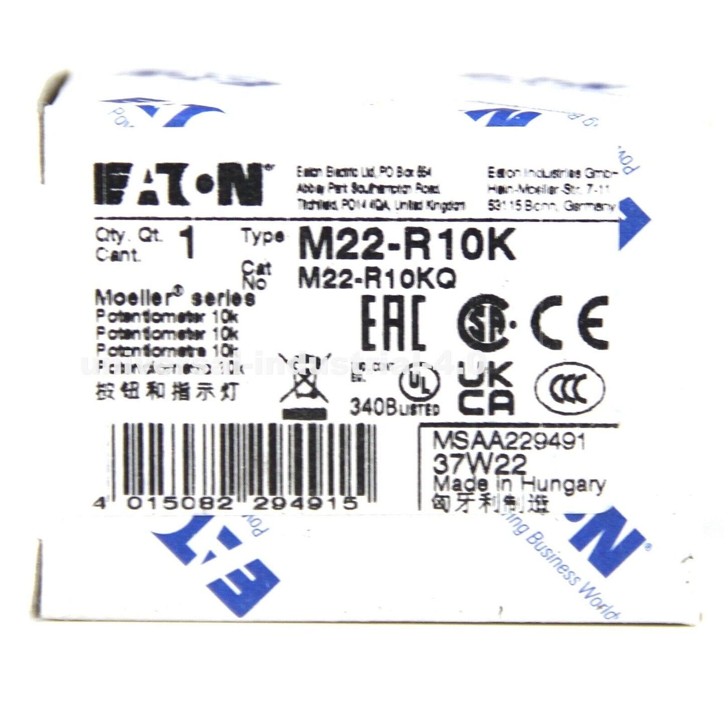 EATON MOELLER M22-R10K 10k Potentiometer - EATON