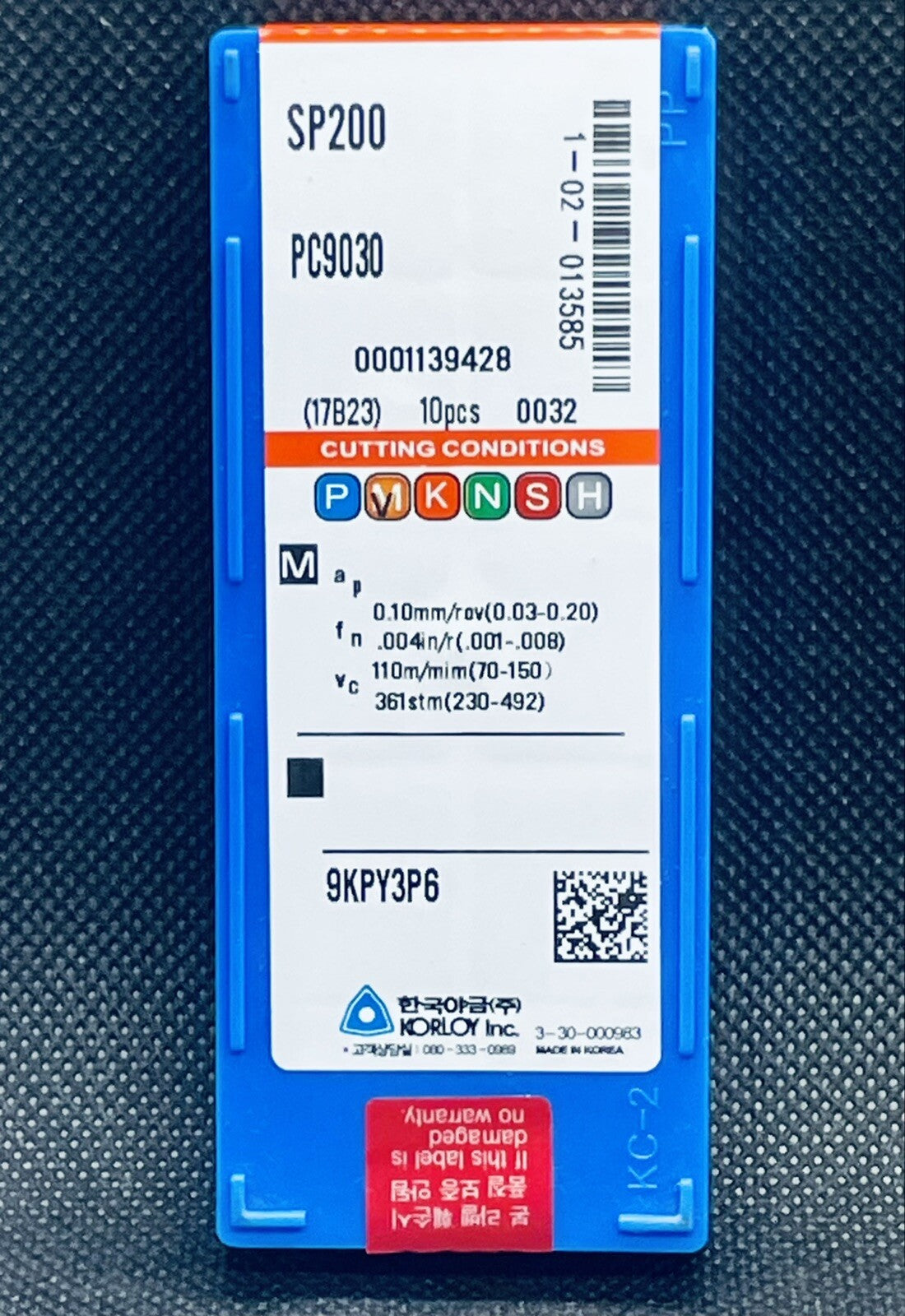 Korloy SP200 PC9030 (10 PCS) Carbide Cutoff Inserts