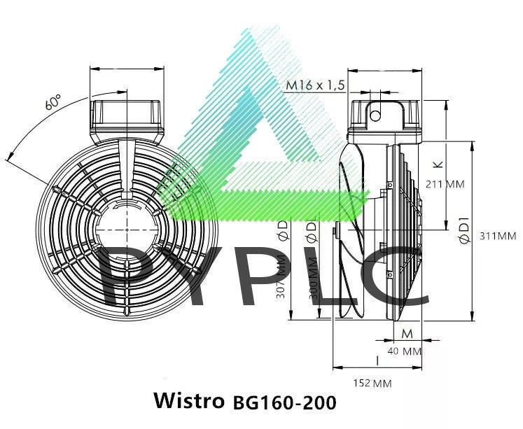 Flai BG160-200 Wistro Fan P15.51.0396 IP66 230V Waterproof Motor Fan