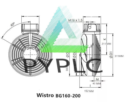Flai BG160-200 Wistro Fan P15.51.0396 IP66 230V Waterproof Motor Fan