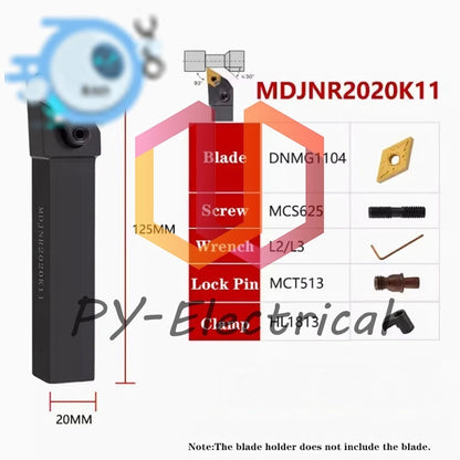 1P MDJNR2020K11 93° CNC Carbide external turning tool holder for DNMG1104 insert