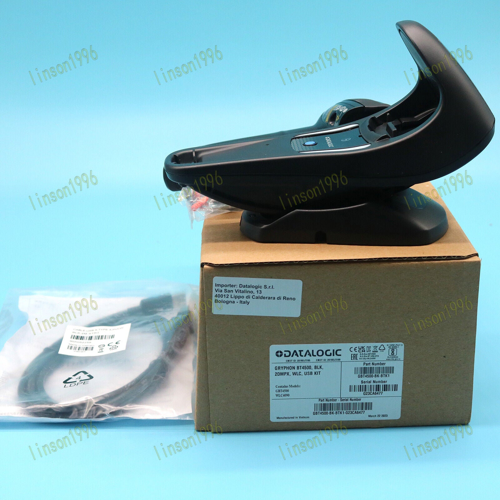 new One  Datalogic Wireless Bluetooth 2D Barcode Scanner w Cradle GBT4500-BK-BTK1 Datalogic