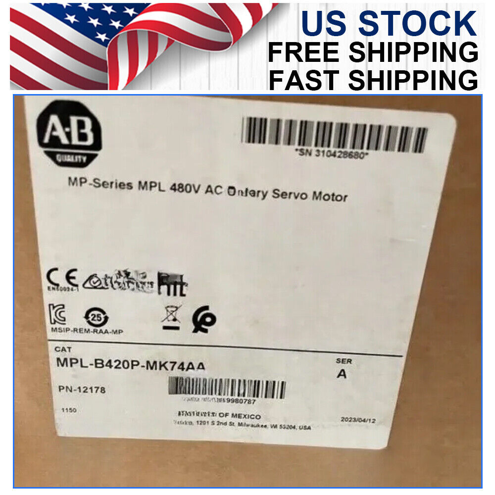 Allen Bradley MP-Series MPL 480V AC Rotary Servo Motor, Model MPL-B420P-MK74AA, US New - ALLEN BRADLEY