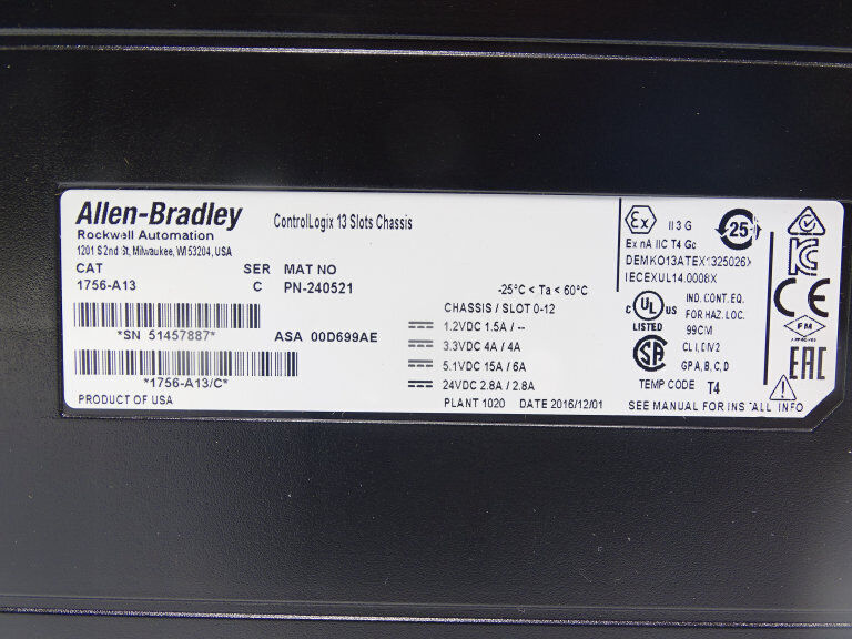 Allen Bradley 1756-A13 Series C PLC Rack - ALLEN BRADLEY