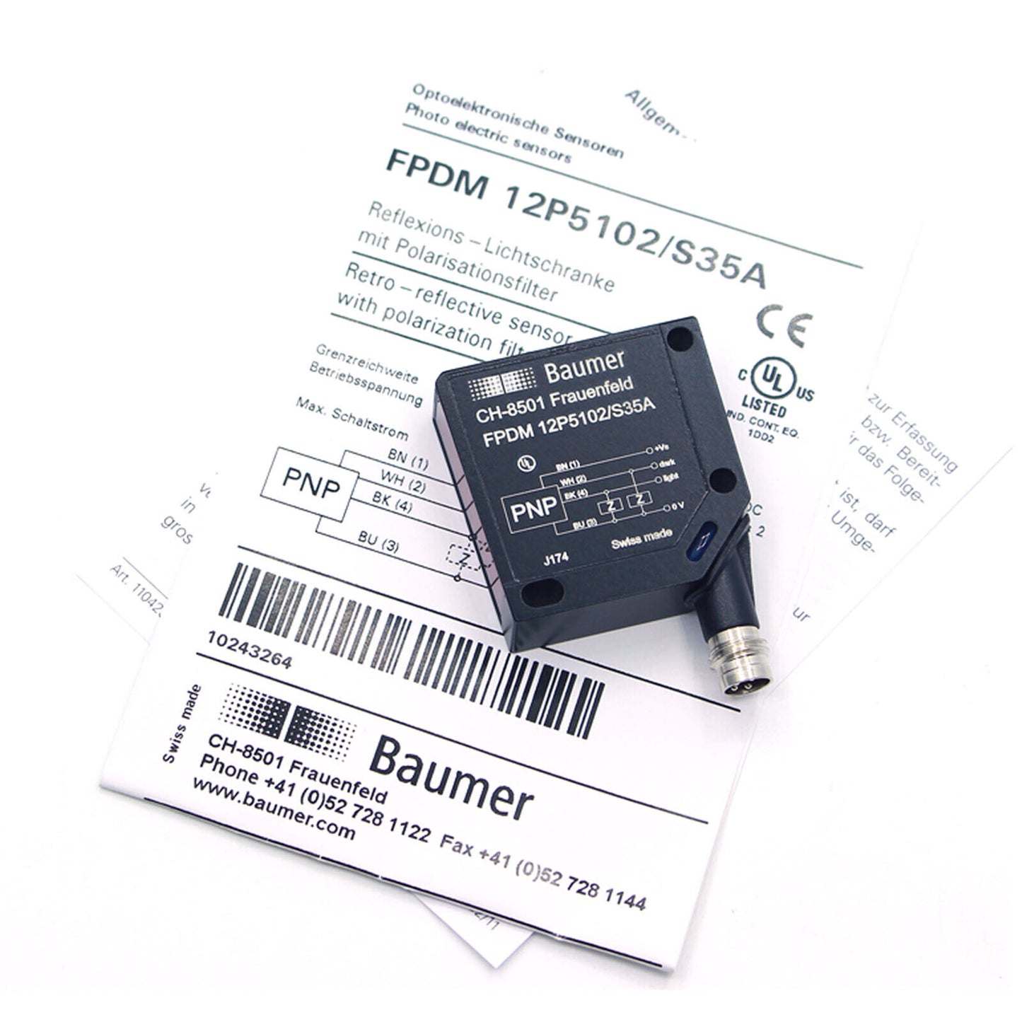 BAUMER FPDM 12P5102/S35A Retro-Reflective Photoelectric Sensors - BAUMER