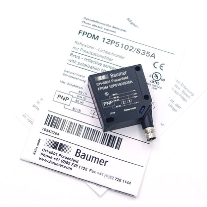 BAUMER FPDM 12P5102/S35A Retro-Reflective Photoelectric Sensors - BAUMER