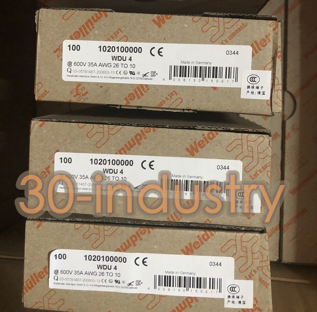 300PCS Weidmuller Terminal WDU 4 - 100PCS in Each Box - WEIDMULLER