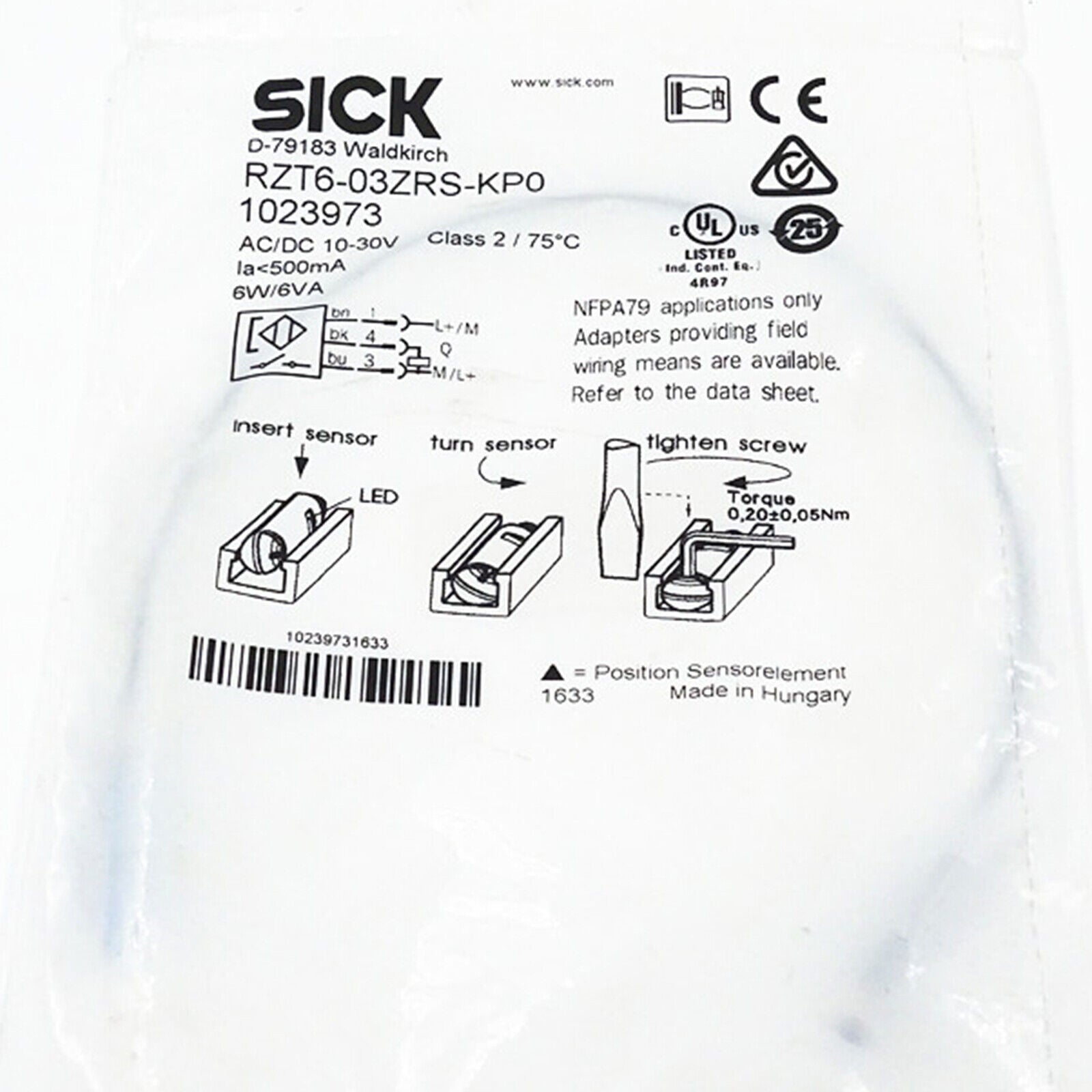 ONE SICK Photoelectric Switch Sensor RZT6-03ZRS-KP Fast Ship - ONE SICK