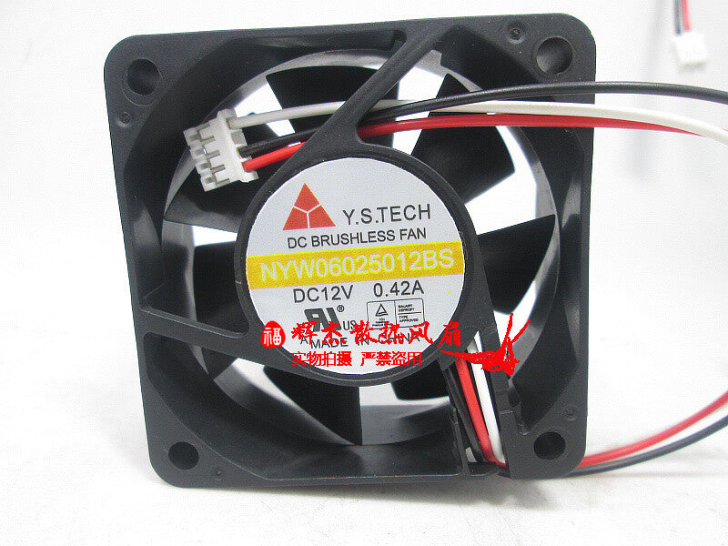 new Y.S.TECH 6025 NYW06025012BS DC12V 0.42A 6CM cooling fan