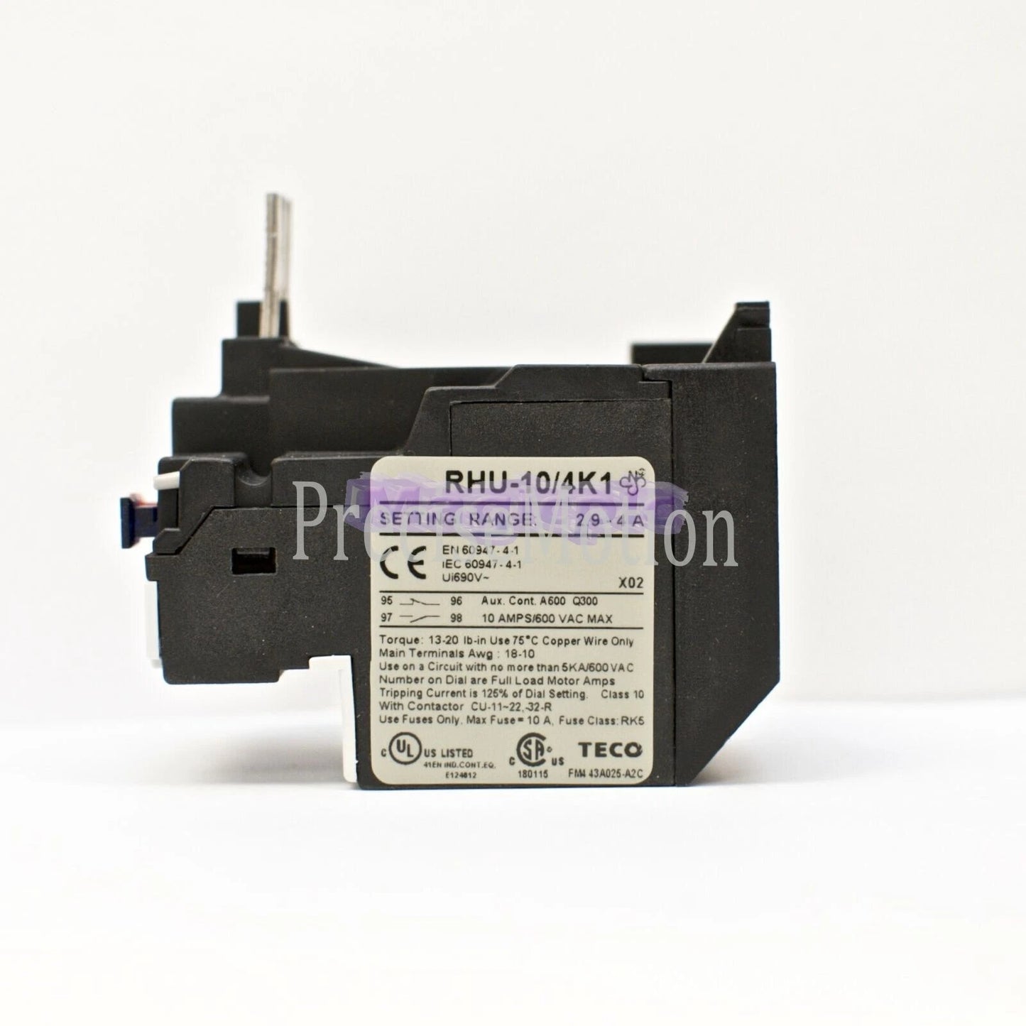 TECO RHU-10/4K1 thermal overload relay, Amp range: 2.9 ~ 4A