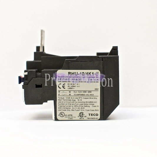 TECO RHU-10/4K1 thermal overload relay, Amp range: 2.9 ~ 4A