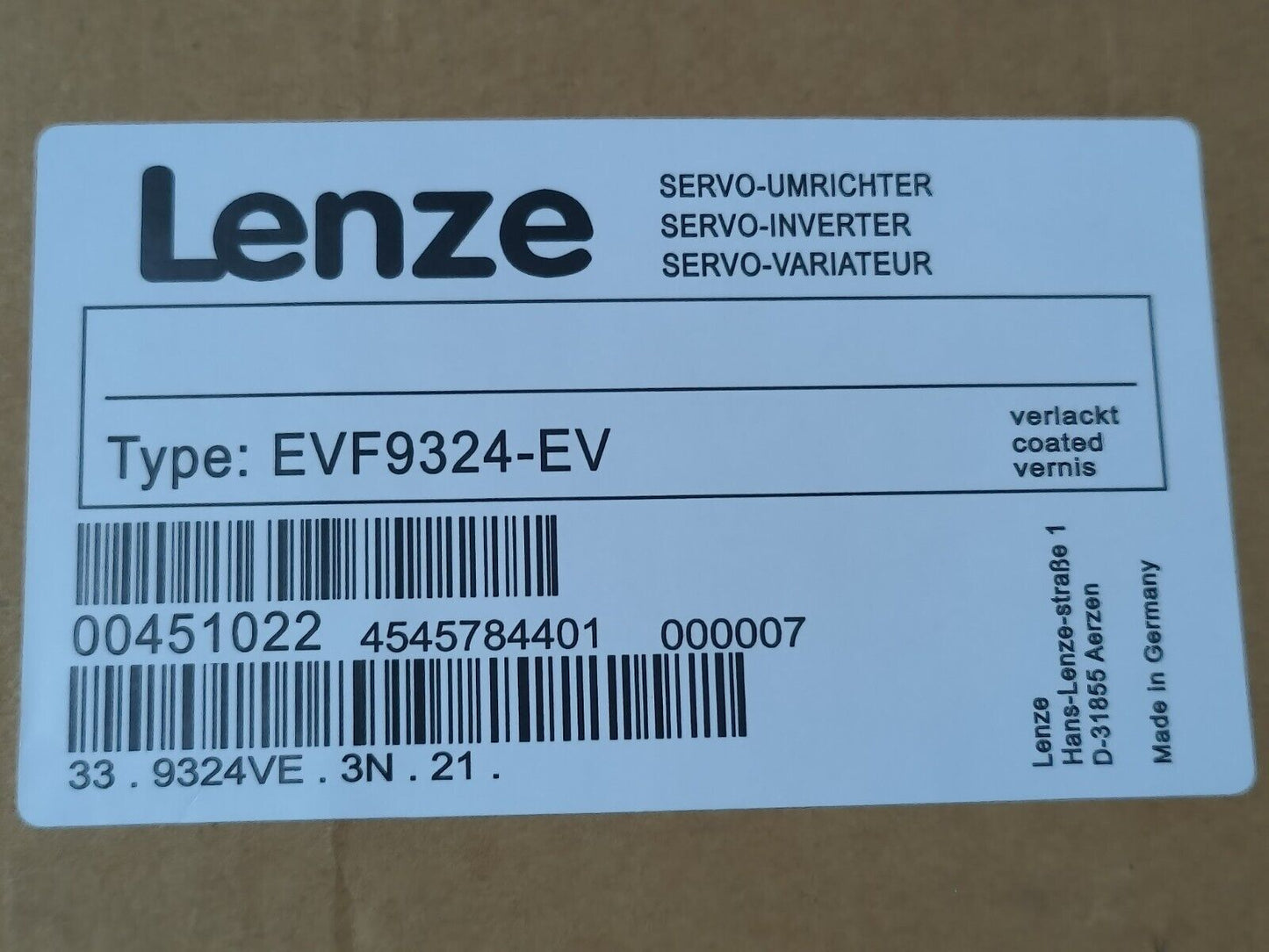 New Lenze EVF9324-EV Servo Inverter - LENZE